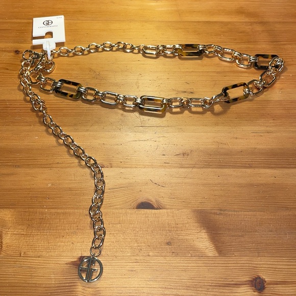 Metal Chain Belt by Giani Bernini gold with logo charm lobster clasp close S/M - Picture 1 of 5